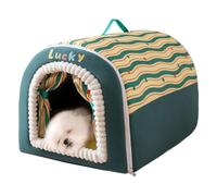 Nicho para gatos - Nicho exterior para resistente a las inclemencias del tiempo, refugio caliente lavable, nido suave y caliente con asa, cueva de cama para gatos cerrados para pequeños gatitos