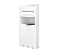 Nicho para papel higiénico con estante, Tamaños múltiples multicolores del cubo de basura tenedor papel higiénico empotrado la alcoba acero inoxidable 304(White,66x30x14cm)