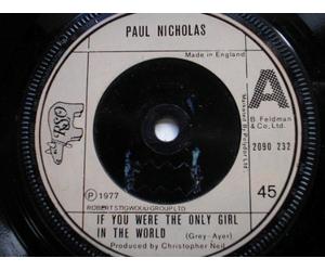 Nicholas, Paul If You Were The Only Girl In The World 7" RSO 2090232 EX 1977 there is 2mm drill hole in label rim