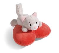 NICI Love Gato Esponjoso Gris 13cm acostado en corazón sostenible Hecho de Suave Peluche, para Jugar y abrazar, para niños y Adultos, una Gran Idea de Regalo (49404)