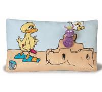 Nici 38022 Cojín Pato Con Castillo de Arena Y 3D-Raupe, 43x25 CM Decorativo