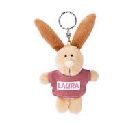NICI 44633 Llavero conejo con camiseta Laura 10 cm, beige