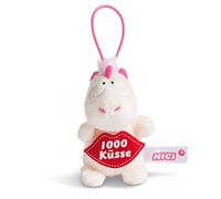 NICI 44984 Colgante Unicornio Theodor con Texto en alemán 1000 Besos, 8 cm, con Lazo, Blanco/Rosa