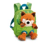 NICI 62692 - Mochila con Peluche, 21 x 26 cm, Zorro de 25 cm, Verde, Peluche Desmontable, Suave y Esponjoso,Mochila Infantil para guardería para niños y niñas de 2 a 5 años