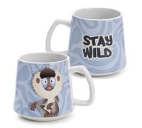 NICI 62762 - Taza Mandril, 380 ml, 8 x 9,5 cm, Azul, Taza de Porcelana, diseño Cuidado, un Accesorio Adorable para la Cocina, la Oficina y el hogar,Regalo para Personas Especiales