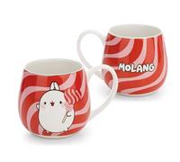 NICI 62795 - Taza Molang con piruleta, 400 ml, 8 x 9 cm, Banda Decorativa, Rojo, Taza de Porcelana, diseño Cuidado, un Dulce Accesorio para la Cocina, la Oficina y el hogar,Idea de Regalo
