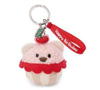 NICI 62861 - Llavero Oso en Cupcake con Texto “Happy Birthday”, 7 cm, Rosa, Colgante de Peluche versátil con un Mensaje cariñoso en una Cinta de satén Elegante, para ti o para Esa Persona Especial