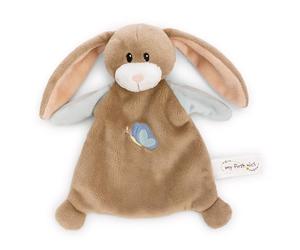 NICI 62982 - Mantita de apego Conejo Lopino 20 x 17 cm, marrón, mantita Suave para bebés y niños pequeños, Peluche-Manta para niñas y niños