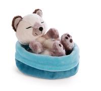 NICI 63134 - Peluche Gato siamés de 12 cm durmiendo en una cestita, Multicolor, Animal de Tacto Suave, Adorable para abrazar y Jugar, para niños y Adultos,Idea de Regalo