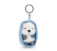 NICI 63169 Sleeping Pets - Llavero Zorro de Las Nieves, 8 cm, en su cestita, Multicolor, Fiel acompañante de Peluche para Mochila o Bolso, Llavero para pequeños y Mayores