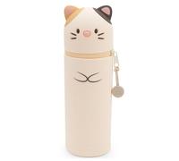 NICI 63193 - Estuche y portalápices Gata Angy 2 en 1, Beige, Silicona Suave, 18 cm de Alto, en una Caja de Regalo diseñada con cariño, Fans de los Gatos y del Estilo Kawaii