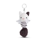 NICI ángel de la Guarda Gato 12cm Negro con Rayas Blancas-Colgante de Peluche de Animal sostenible con aro cordón, Llavero y portallaves, Color, 12 cm (49061)