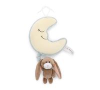 NICI Caja de música Luna, 16 x 14 cm, con Conejo Lopino de 9 cm, marrón, Ayuda para Dormir bebés y niños pequeños Desde el Nacimiento, Peluche para niños y niñas, Ideal para Cama - 62986