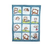 NICI- Coche búho Oscar 106x140cm Azul bebés Peluche mullida-Manta cálida niñas, escocés, Color (48936)