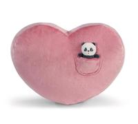 NICI Cojín Panda Love en Forma de corazón, 40 x 27 cm, con Panda bebé de Peluche de 10 cm, Rosa Fucsia, Suave, para niños y Adultos, Ideal para casa, guardería o Viajes, 62618