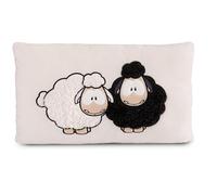 NICI- Cojín pandilla Wooly 43x25cm Blanco-Almohada sostenible Mullido, niñas, bebés y Fans de los Peluches, Ideal para casa, la guardería o de Viaje, Estampado de ovejas, Color Gang (49682)