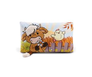 NICI cojín vaca de las tierras altas McMooray y pollo Eggwina 43x25cm blanco - Cojín de peluche mullida para niños, niñas, bebés y amantes de los peluches, la guardería o de viaje - 61120