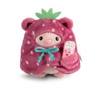 NICI conejito de peluche Pibu 8cm con un helado suave y un disfraz de fresa en caja de regalo 8,5x6,5x10cm - rosa claro - Peluche suave, lindo para abrazar y jugar, para niños y adultos - 61652