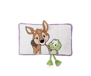 NICI Corzo René Roebuck y Rana Fridolin, 43 x 25 cm, Blanco, Suave cojín con diseño de Animal para niños y Personas Adultas, Ideal para casa, guardería o Viajes, 62282, Color