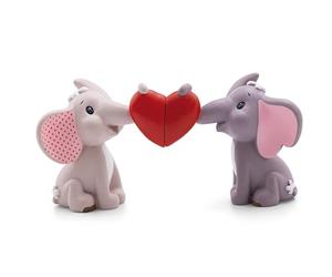 NICI Figurita 2pcs Set Amor Elefante de polirresina en Caja de Regalo Gris - Imán - Porta Notas, el artículo Decorativo más Lindo, una óptimo Idea de Regalo
