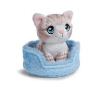 NICI Gato de Peluche atigrado Gris de 12 cm en cestita, Suave muñeco, Adorable Animal para abrazarlo y Jugar, Idea de Regalo para niños y Personas Adultas - 61942
