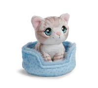 NICI- Gato de Peluche atigrado Gris de 12 cm en cestita, Suave muñeco, Adorable Animal para abrazarlo y Jugar, Idea de Regalo para niños y Personas Adultas, 61942, Color
