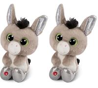 NICI Glubschis: El Original - El Burro Donki de Glubschis 15 cm - Animal de Relleno con Grandes Ojos Brillantes - Suave Juguete Esponjoso para los Amantes de Juguetes tiernos (47665) (Paquete de 2)