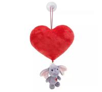 Nici GREEN: Corazón de peluche con figura de elefante gris - 27 cm, con ventosa