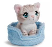 Nici Green: Peluche de gato rayado en cesta - 12 cm