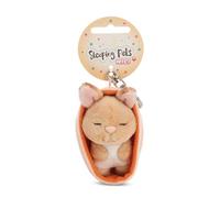 NICI-Llavero Sleeping Pets Conejo de 8 cm en cestita, Color marrón, acompañante Fiel para Mochila o Bolso, para niños y Personas Adultas, 61604