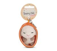 NICI-Llavero Sleeping Pets Cordero de 8 cm en cestita, Color Blanco, acompañante Fiel para Mochila o Bolso, para niños y Personas Adultas, 61611