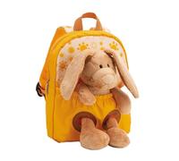 NICI mochila 21x26cm con conejo de peluche 25cm - amarillo - Juguete suave y desmontable - Bolsa de jardín infantil con suave juguete de felpa para niños y niñas - 61764