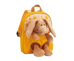 NICI mochila 21x26cm con conejo de peluche 25cm - amarillo - Juguete suave y desmontable - Bolsa de jardín infantil con suave juguete de felpa para niños y niñas - 61764