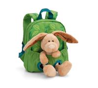 NICI mochila 21x26cm con conejo de peluche 25cm - verde - Juguete suave y desmontable - Bolsa de jardín infantil con suave juguete de felpa para niños y niñas - 61743