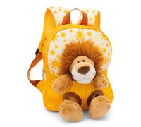 NICI mochila infantil amarilla 2 en 1 con león de peluche 25cm - Mochila kindergarten niñas y niños - Zona lumbar suave y correas ajustables - 49850
