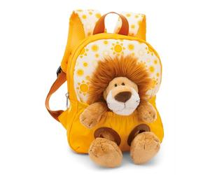 NICI mochila infantil amarilla 2 en 1 con león de peluche 25cm - Mochila kindergarten niñas y niños - Zona lumbar suave y correas ajustables - 49850
