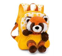 NICI mochila infantil amarilla 2 en 1 con peluche panda rojo 25cm - Mochila para guardería niñas y niños - Zona lumbar suave y correas ajustables - 49854