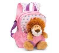 NICI mochila infantil rosa 2 en 1 con león de peluche 25cm - Mochila para guardería niñas y niños - Zona lumbar suave y correas ajustables - 49849