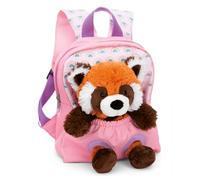 NICI mochila infantil rosa 2 en 1 con peluche panda rojo 25cm - Mochila de jardín de infancia niñas y niños - Suave zona de la espalda y correas ajustables - 49853