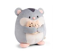 NICI MYMOCHI Hámster de peluche Shai 27cm con galleta gris - Juguete hecho de suave tejido peludo para abrazar y jugar, para niños y adultos, gran idea de regalo - 61156