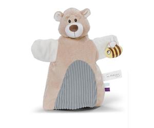 NICI Pañuelo de Peluche en Forma de marioneta de Oso, 2 en 1, 26 x 25 cm, Beis, para bebés y niños pequeños, para Jugar, agarrar, abrazar y Descubrir - 61856