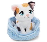 NICI Peluche Gato de la Suerte Tricolor 12 cm en Cesta - Suave y Adorable, Ideal para Regalar | 63322