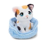 NICI Peluche Gato de la Suerte Tricolor en Cesta, 12 cm - 63322 | Suave y adorable, ideal para regalar, abrazar y decorar, perfecto para niños y adultos en cualquier ocasión