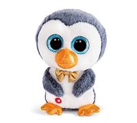NICI Peluche GLUBSCHIS Pingüino Sniffy, con Ojos Grandes y Brillantes, 15 cm, Color: Gris/Blanco/Dorado, 46302