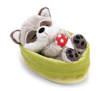 NICI Peluche Mapache con Seta Durmiendo en Cesta, 12 cm - 63123