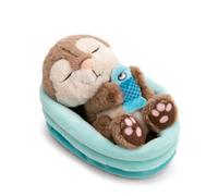 NICI Peluche Nutria con Pez Durmiendo en Cesta, 12 cm - 63122 | Suave y adorable, ideal para regalar, abrazar y decorar, perfecto para niños y adultos en cualquier ocasión