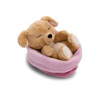 NICI Peluche Perro durmiendo en cestita, 12 cm, Beige, Suave y Adorable, Ideal para abrazar y Jugar, para niños y Adultos, Perfecto como Regalo - 63133