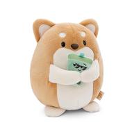 NICI peluche perro Hiro 16cm con bubble tea en caja de regalo 11x12x6,5cm marrón - Juguete hecho de suave tejido peludo para abrazar y jugar, para niños y adultos, gran idea de regalo - 61152