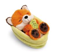 NICI Peluche Zorro con Hoja Durmiendo en Cesta, 12 cm - 63121
