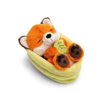 NICI Peluche Zorro con Hoja Durmiendo en Cesta, 12 cm - 63121 | Suave y adorable, ideal para regalar, abrazar y decorar, perfecto para niños y adultos en cualquier ocasión